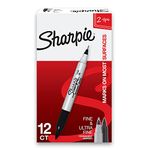 Sharpie Twin-Tip Marker - Fine, Ultra Fine Point Type - Black Alcohol Based Ink - 1 Each