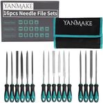 YANMAKE 16pcs Needle File Set with Carry Bag, Portable Fils Kit Includes 6pcs Metal Files| 6pcs Jewlery Files| 4pcs Wood Files for Shaping Metal, Jewlers, Wood, Leather etc.