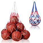 suchkawe 2Pcs for Basketball Carrying Net Bag, Nylon Mesh Ball Bag, Large Volleyball Rug Ball Football Soccer Mesh Storage Sports Equipment Carrying Bag(1 large for 10-15 balls and 1 small for 1 ball)