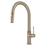 KRAUS Allyn Modern Industrial Pull-Down Single Handle Kitchen Faucet in Brushed Gold, KPF-2654BG