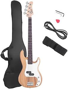 Glarry Electric Bass Guitar Full Size 4 String Rosewood Basswood Fire Style Exquisite Burning Bass(Burly Wood)