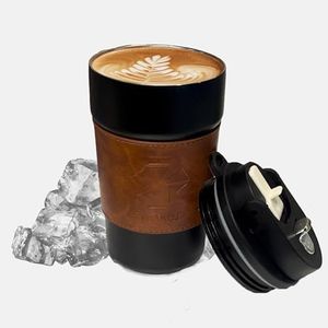 imaker Coffee Mug, Iced Coffee/Beverage Cooler, Stainless Steel Coffee Cup Reusable for Iced Tea, Wine, Spirits, Alcohol, Juice, Black, 17Oz