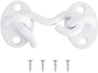 uxcell 2 Inch Hook and Eye Latch, Barn Door Lock Privacy Hardware Stainless Steel Gate Lock for Window Cabin Hooks Sliding Door Bedroom Bathroom, White