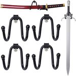 LEVOSHUA 4 Pack Small Adjustable Sword Wall Mount Display Rack Stand Holder Hook Hanger for Sword, Dagger, Axe, Keyblade Vertical or Horizontal Display