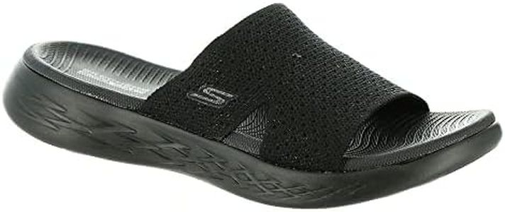 Skechers Women's On-The-Go 600 - Adore Slide Sandal, Black/Black, US 8