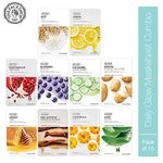 The Face Shop Real Nature Daily Glow Sheet Mask for Glowing Skin & Hydration | Facial Mask with Serum | Korean Sheet Mask For Unisex (Pack of 10) (Assorted)