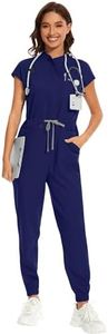 niaahinn Women's Stretch Scrub Jumpsuit - Medical Uniform with Pockets, Breathable Nurse Scrub Set for Hospital, Dental (Navy,X-Large)