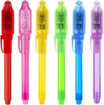 EODVICS Invisible Ink Pens with Light, 6 Pcs Magic Spy Pen for Secret Message, Birthday Party, and Kids Halloween Goodies Bags Toy