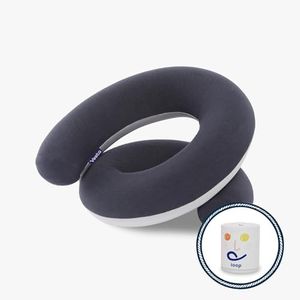 Vesta Loop Neck Pillow for Travel, Spiral Wrapping Design for Enhanced Chin & 360º Support, S-Shape Memory Foam Airplane Pillow for Flight, Car, Office, and at Home (Space Grey, S-Shape)