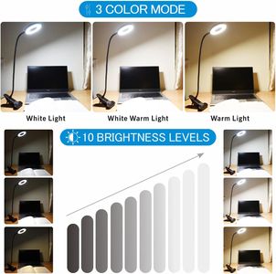KNAMKY USB LED Desk Lamp – Adjustable Black Table Light
