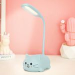 RuiDay Kids Lamp,Children's LED Desk Lamp Cute Cat Lamp,Foldable Table Light USB Charge,Kawaii Desk Accessories,Flexible Gooseneck Eye Care Cartoon Small Desk Lamp Girls Gifts (Blue)