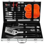 N NOBLE FAMILY 30PCS BBQ Accessories Set - Professional Stainless Steel BBQ Tools Set - Various and Complete BBQ Set - Outdoor Camping Barbecue Tool Kit for Men Women Gift