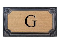 A1 Home Collections RC208-Monogrammed A1HC Large Rubber and Coir Doormat Mat 24" X 39", G, Estate Bronze Border