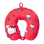 MINISO Travel Neck Pillow + Eye Mask, Soft Cotton Support Winter Nap, Adorable Sanrio Character Going with Cozy & Lively Vibe on Trip/Office - Hello Kitty