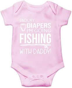 AW Fashions Pack My Diapers, I'm Going Fishing With Daddy - Dad Fishing Buddy - Cute One-Piece Infant Baby Bodysuit, Pink, Newborn