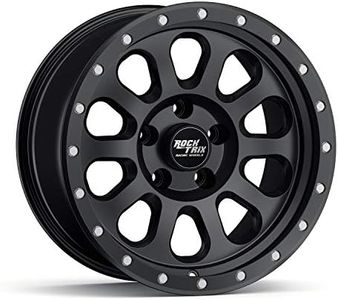 RockTrix RT111 17 Inch Wheel Compatible with Jeep Wrangler JK JL Gladiator JT Rims, 5x5" 5x127 PCD, 17x9-12mm Offset, 4.5" Backspace, 71.5mm Bore, Matte Black 17" Wheel