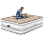 Airefina Inflatable Mattress, King Air Bed with Built-in Pump, Comfortable Blow Up Mattress in 3 Mins Self-Inflation/Deflation, Flocked Surface Airbed for Guest, Home Use & Camping, -203×152×40CM