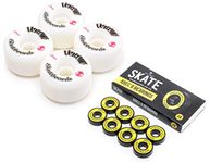 Venom Skateboards Logo White Skateboard Wheels - 60mm & Skatewarehouse ABEC 9 Bearings Set