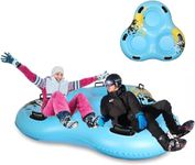 Inflatable Sledge for 3 People, Adults and Children, 60 Inch Heavy Duty Snow Tube with Handles, Super Large Snow Tubes, Inflatable Snow Tube with Repair Tool, Winter Gifts for Children