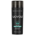 UOYOU BLACK Hair Fibres for Thinning Hair 27.5g Bottle | Undetectable & Natural Keratin Hair Fibers Concealer for Hair Loss for Men and Women | Hair Building Fibres Powder [BLACK]