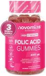 Folic Acid Gummies – Folic Acid 400mcg - 3 Month Supply – Vegan – Gluten Free – Pregnancy Care – Prenatal Health & Maternal Tissue Growth During Pregnancy – Made by Novomins