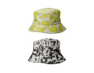 Bucket Hat Unisex Cotton Smile face Summer Hat Fisherman Reversible Hat Travel Bucket Beach Sun Hat Outdoor Cap for Men and Women (Yellow Cow, White P Cow)