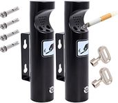 Wall Mounted Outdoor Cigarette Butt Receptacle, Stainless Steel Cylinder Wall Mounted Ashtray,Cigarette Butt Disposal Outdoor or Indoor Use-Black（2-Pack）