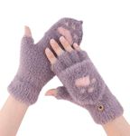 TopiBaaz Women Woolen Gloves Half Finger Acrylic Angora Wool Knitted Plush Winter Mitten Gloves for Girls and Boys Casual Warm Fingerless Hand Gloves (Grey)