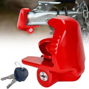 Trailer Hitch Locks with Keys,Universal Size Fit 1-7/8,2-5/16,2 inch Ball Hitch Coupler Lock,Adjustable Heavy Duty Steel Trailer Tongue Lock for Boat Vehicles Trailers and RVs Anti-Theft Hitches,Red