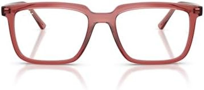 Ray-Ban RX7239 Alain Rectangular Prescription Eyewear Frames, Transparent Red/Demo Lens, 52 mm