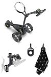 Motocaddy M3 GPS DHC Electric Golf Trolley, Over 40,000 Pre-Loaded Golf Courses, 36 Holes Battery, The Golfather Bundle with TowelTag, Towel, Device Cradle, Umbrella, Scorecard and Drink Holder.