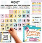 Classroom Calendar Set Bulletin Board Decor – School Calendar for Classroom Elementary, Composition Notebook Bulletin Board Decorations, Preschool Calendar Bulletin Board Set for Classroom Decor