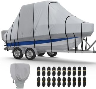 RVMasking T-Top Center Console Boat Cover,1400D Reinforced, 24'-26', Gray