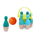 B. toys – Kids Bowling Set – 6 Pin & Ball – Wooden Pins & Carry Caddy – Family Activities & Games – 2 Years –