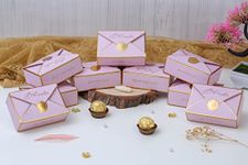 SATYAM KRAFT 10 Pcs Small Decorative Folding Storage Paper Box For Return Gift, Boxes, Diwali Gift, Birthday, Gift Box, Engagement, Dry Fruits Gifting And Invitations|Pack Of 10|Light Pink