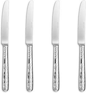 KEAWELL Premium 9.3" Louise Dinner Knives, Set of 4, Brightly-Mirror polished, Stainless Steel, Dishwasher Safe (Hammered)