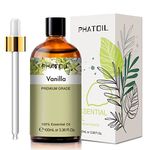 PHATOIL Vanilla Essential Oil, Pure Essential Oils for Aromatherapy, Diffuser, Soap Making, Candle Making, 3.38FL.OZ Large Volume Vanilla Oil with Glass Dropper