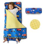 beeweed Toddler Nap Mat, Rollup Design Kid Sleeping Mat with Removable Pillow & Minky Blanket, Toddler sleeping bag for Daycare Preschool Travel Camping, Truck