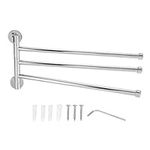 Zerodis Swivel Towel Rail,Stainless Steel Wall Mounted Multiple Arm 360° Rotating Towel Holder Rack Swing Out Towel Hanger Shelf for Kitchen Toilet and Bathroom(3 Arms)