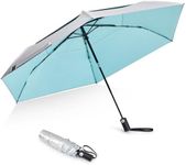 G4Free Travel Umbrella Ultralight UPF 50+ UV Protection Compact Sun Umbrella, Double Canopy Super Slim Small Portable Automatic Anti-bounce Close UV Blocker(Lake Blue)