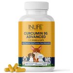 INLIFE Curcumin with Piperine for Dogs Cats and Pets 95% Curcuminoids for Immunity Liver Function and Ease Inflammation- 60 Vegetarian Capsules