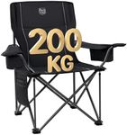 TIMBER RIDGE Camping Chairs for Adults Heavy Duty 200kg Oversized, Padded Folding Chair with Cup Holder and Cooler Bag Comfy for Outdoor Picnic Fishing Garden, Lightweight and Portable (Black- 1PC)