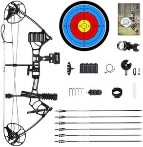 PANDARUS Archery Ready to Hunt Lightweight Compound Bow Package for Adults and Youth，0-50 Lbs Draw Weight,290fps,Limbs Made in USA,with Archery Hunting Equipment 2024 New(Black Right Handed)