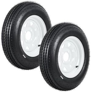 GarveeTech 5.30-12 530-12 530X12 Trailer Tire and Wheel Assembly, Heavy-Duty Load Range C 6PR, 4 Lug White Modular Wheel, 12 Inch Tires for Utility/Boat/Camper Trailers, Set of 2