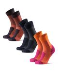 DANISH ENDURANCE Walking Socks Merino Wool, Hiking Socks, for Men & Women, Unisex, 3 Pack, Multicolor (1x Navy/Orange, 1x Fuchsia/Orange, 1x Navy), 3-5