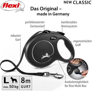Flexi L Retractable Dog Leash, 8m – Black