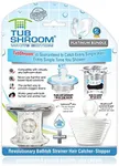 TubShroom Tub Drain Hair Catcher Combo Pack with Silicone Stopper, White Chrome – Drain Protector and Hair Catcher for Bathroom Drains, Fits 1.5” – 1.75” Bathtub and Shower Drains