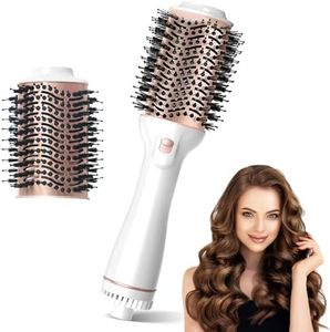 HyAdierTech Cepillo de Aire Caliente Profesional 4 en 1, Cepillo de Aire Voluminizador, 3 Temperaturas y 2 Velociades,Acondicionamiento Iónico Cerámica Moldeador de Pelo para Secar Alisador Rizador