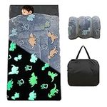 Kids Sleeping Bag Glow in The Dark Toddler Slumber Bag Dinosaurs Toddler Nap Mats for Preschool Daycare Shining Luminous Soft Sleepover Sack for Boys Girls Kindergarten