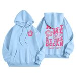 Pink Graphic Hoodie for Women 2024 Cute Long Sleeve Preppy Sweatshirts Drawstring Pullover with Pockets Teen Girls